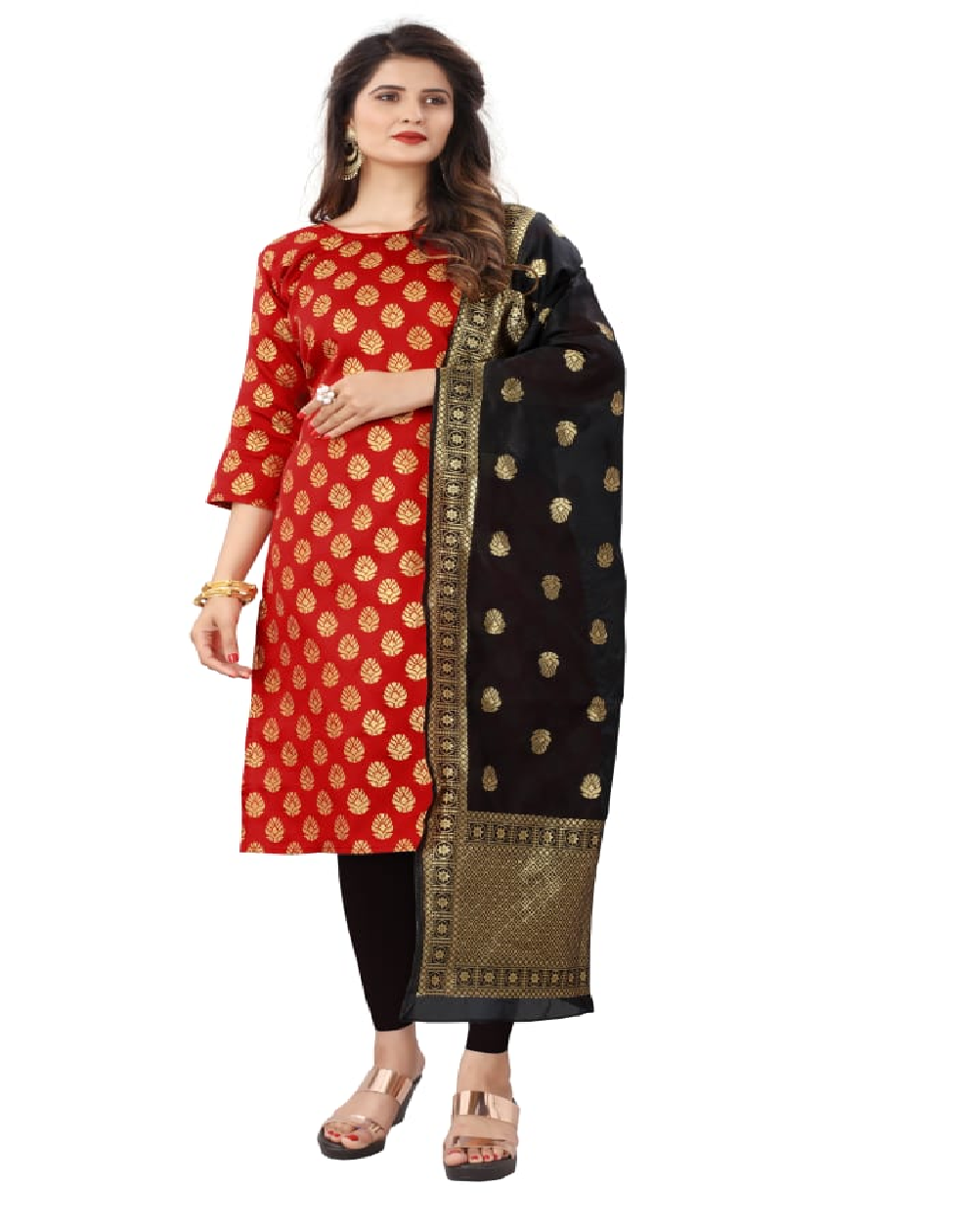 Woven Banarasi Silk Black Sraight Suits  Anuchaacom