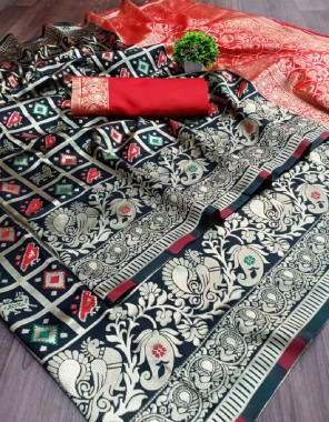 black kota silk  fabric weaving jacqaurd work ethnic 