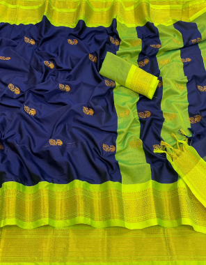 blue paithani silk fabric sliver weaving border work wedding  