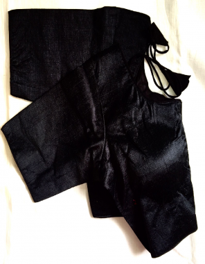 black soft silk | froent open pattern fabric plain work party wear  