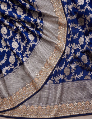blue banarasi silk fabric gotta patti work casual  