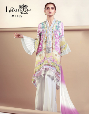 white pink top -maslin |inner -santoon |bottom -rayon |dupatta -chinon fabric printed work party wear  