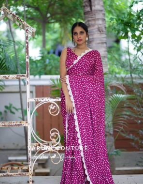 pink saree -georgette print |blouse-banglori silk fabric printed work party wear  
