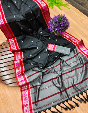 black banarasi silk paithani fabric weaving jacqaurd work festive 