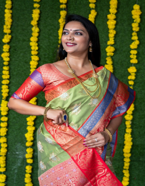 pista kanchipuram weaving silk fabric weaving jacqaurd  work wedding  