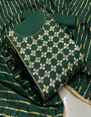 green top -cotton gotta work 1.9m |bottom -cotton print 2.5m |dupatta -fancy dyable chex 2.10m fabric gotta patti work work wedding  