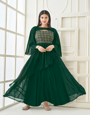 green heavy georgette embroidery handwork with heavy crepe inner fabric embroidery handwork work wedding 