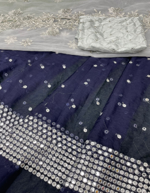 blue lehenga -pure organza mirror work 3m 54 width |blouse -banglori silk 0.90m |dupatta -organza embroidery 2.3m fabric embroidery mirror work work party wear  