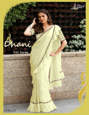 yellow saree -georgette |blouse -banglori digital print fabric plain work party wear  