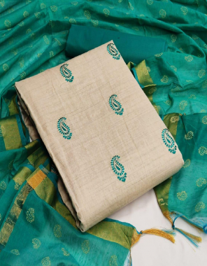 cream top-khadi cotton 1.90m |bottom -cotton 2m |dupatta -chanderi 2.10m fabric embroidery work ethnic 