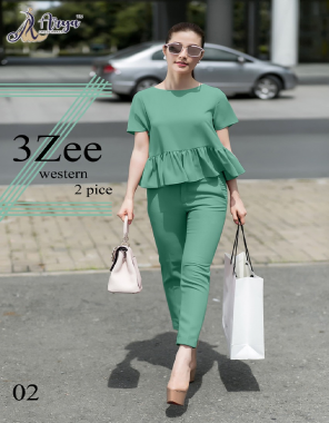 green top --hexa gon imported length 22 |pant- hexa gon imported length 34 fabric plain work party wear  