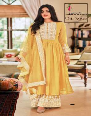yellow top-pure georgette embroidery |palazzo -pure georgette heavy embroidery |dupatta -heavy net four embroidery fabric embroidery seqeunce work running  