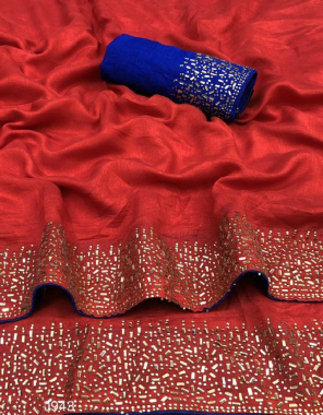 red saree -vichitra silk |blouse -banglori silk fabric diamond work work running  