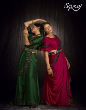 green saree -satin georgette |blouse -banglori  fabric border work work wedding  