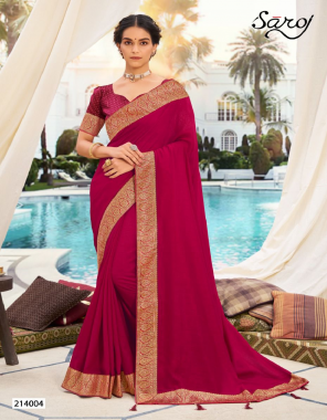 maroon saree -pc vichitra |blouse -brocade pattern fabric border work work festive 