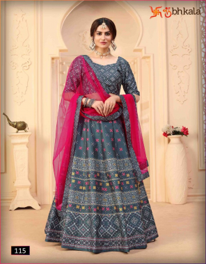 grey pink lehenga -art silk semi stitched size upto 34 to 44 length 42|choli -art silk 0.80m |dupatta -net 2.30m fabric digital printed work wedding  