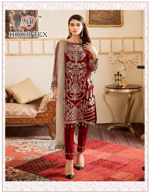 maroon top -heavy georgette |bottom + inner -santoon |dupatta -net |size -52(6xl) | type -semi stitched ` fabric embroidery work casual  