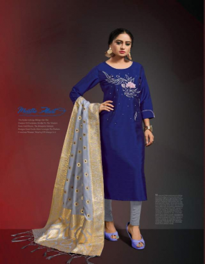 blue silk with inner handwork banarasi dupatta | top length 48 fabric handwork work casual  