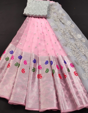 pink lehenga -pure organza seqeunce 3m |blouse -banglori satin 90cm |dupatta -pure organza 2.5m fabric embroidery seqeunce work festive 