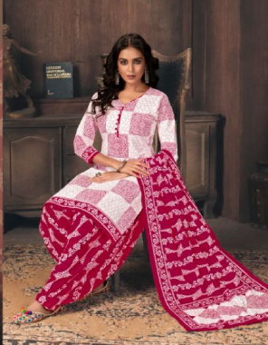 white pink top -cotton printed 2.50m |bottom -cotton printed 2m |dupatta -cotton printed 2.25m fabric printed work casual 