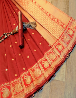 red soft lichi silk  fabric weaving jacqaurd  work party wear  