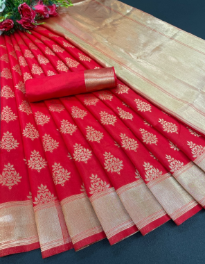 red soft lichi silk  fabric weaving jacqaurd  work wedding 
