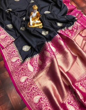 black pink pure dola silk fabric weaving jacqaurd  work festive 