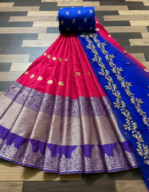 dark pink lehenga -kanjivaram silk 3m |blouse -banglori silk 1m |dupatta -organza 2.20m fabric embroidery jacqaurd weaving work party wear  