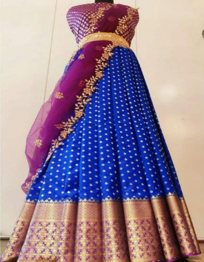 blue lehenga -kanjivaram silk 3m |blouse -banglori silk 1m |dupatta -organza 2.20m fabric embroidery jacqaurd weaving work ethnic 