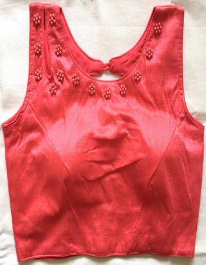 light red fentam silk back open pattern |sleeve attached inside fabric plain work running  