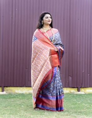 blue kanchipuram handloom weaving silk fabric weaving jacqaurd  work running  