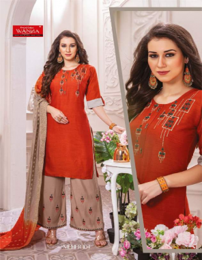 orange top -fintest rayon |bottom -rayon plazzo with embroidery |dupatta -fancy fabric embroidery work festive 