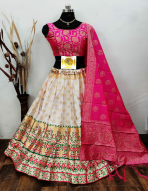 white pink lehenga -banarasi brocade silk with cancan inner |blouse -pure banarasi silk full stitch |dupatta -pure banarasi silk fabric weaving jacqaurd  work party wear  