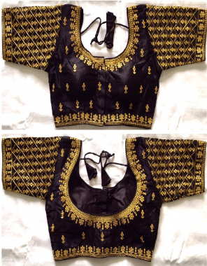 black fentam silk |front open pattern | 3/4 sleeve fabric embroidery work ethnic 