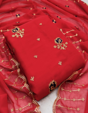 red top -georgette 2m |bottom -santoon 2m |inner -santoon 1.60m |dupatta -georgette 2.20m fabric embroidery work ethnic 