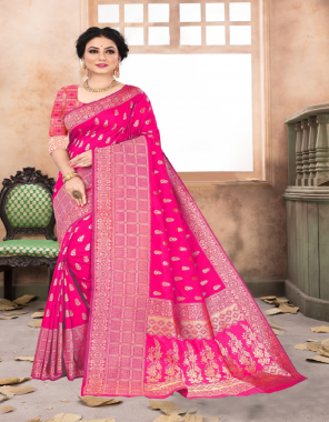 dark pink catonic silk fabric weaving jacqaurd  work party wear  