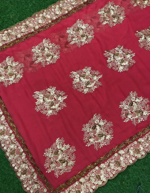 maroon saree -georgette |blouse -banglori silk fabric embroidery  work festive  