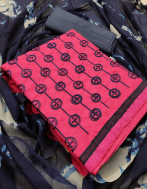 dark pink top-lakda jacqaurd |bottom-cotton |dupatta -print chiffon fabric embroidery work ethnic 