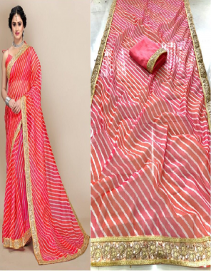 red saree -organza silk |blouse -banglori silk fabric embroidery digital print  work ethnic 