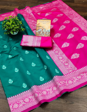 green pink kanchipuram soft silk fabric weaving jacqaurd  work casual 