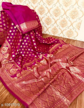 dark pink soft lichi silk fabric weaving jacqaurd  work wedding  