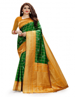 green yellow gadwal silk fabric weaving jacqaurd  work casual 