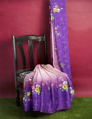 pink purple heavy vichitra silk fabric digital print 2mm seqeunce work work wedding  
