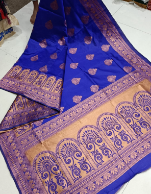 blue soft lichi silk fabric weaving jacqaurd  work wedding  