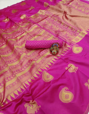 pink soft lichi silk fabric weaving jacqaurd  work running  