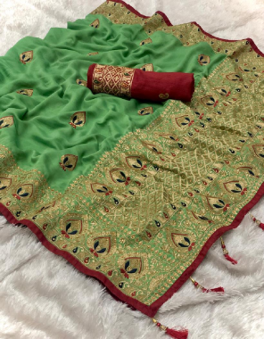 parrot rubby silk fabric thread embroidery handdiamond work work ethnic 