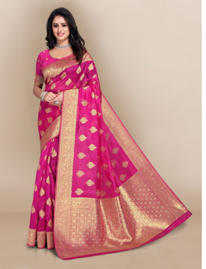pink saree -soft banarasi organza |blouse -running banarasi  fabric weaving jacqaurd  work running 