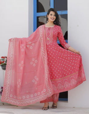 dark pink rayon slub |length 50 |kurti bottom dupatta fabric printed gotta patti work festive 