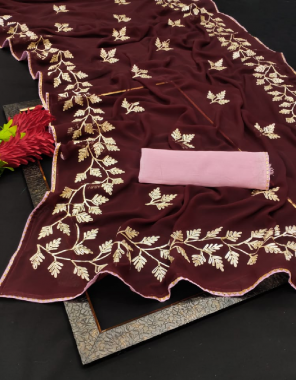 maroon saree -chiffon |blouse -banglori fabric gota patti work work party wear  