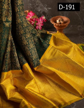 green yellow kanchipuram silk fabric weaving jacqaurd  work casual 